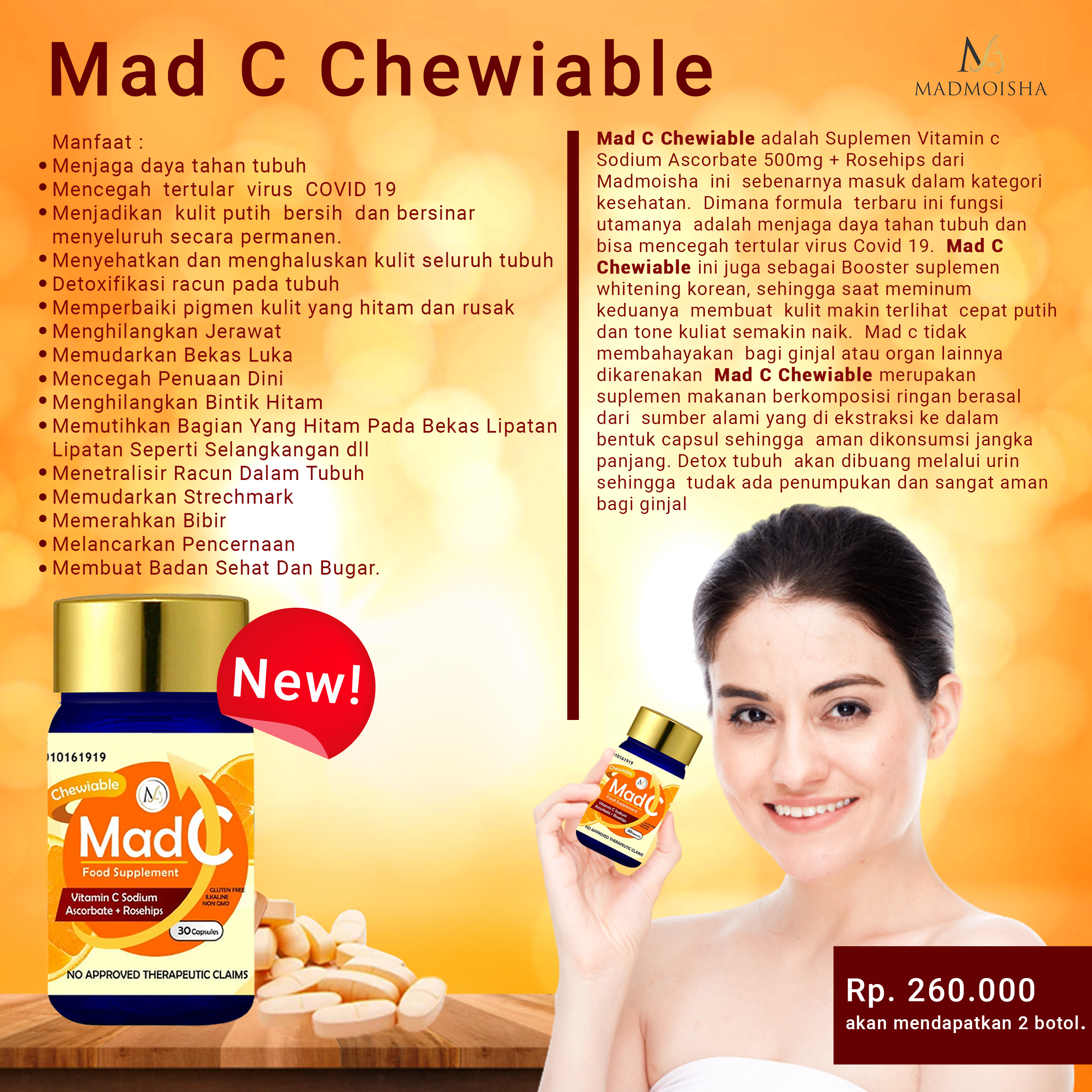 Mad C chewiable (dapat 2 botol)